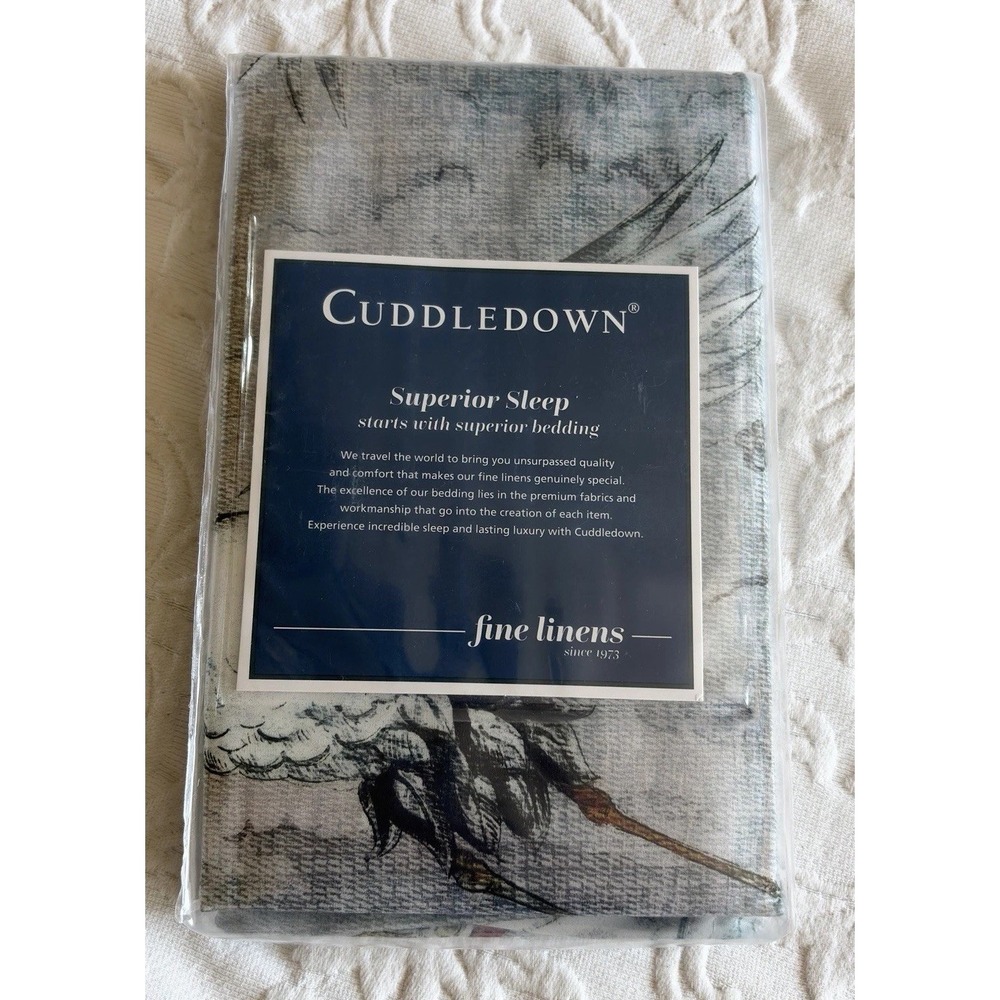 Cuddledown Aves Crane Bird Print Standard Queen Pillowcase 350TC 100% Cotton NEW